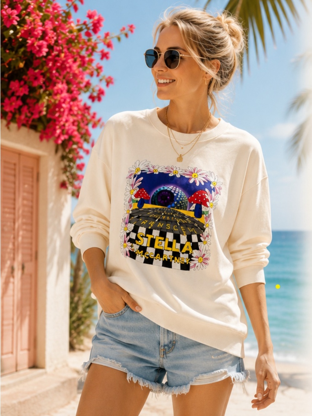 Stella McCartney Cream Sweatshirt with Graphic Design
